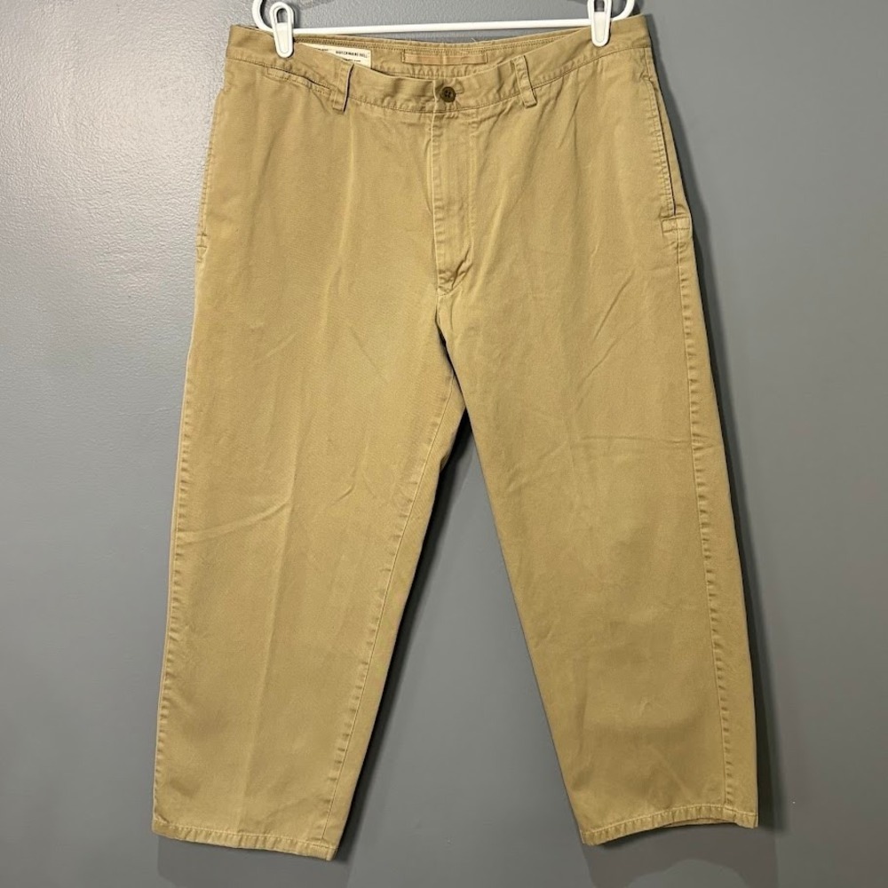 Nautica Marine Drill Pants Mens 38x28 Tan Cotton Relaxed‎ Chino Military Classic